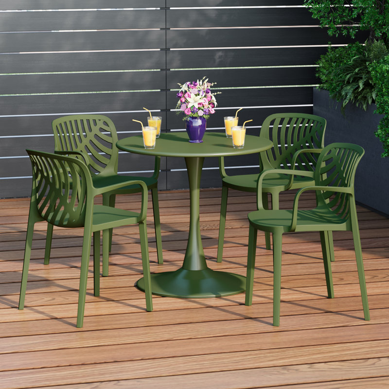 Ensemble repas d'extérieur rond, Vert