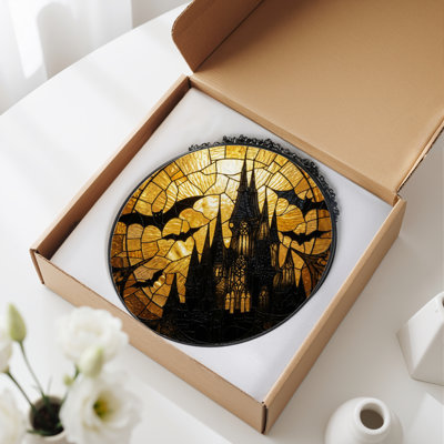 Panneau de vitrail en verre coloré 12 "H Bats