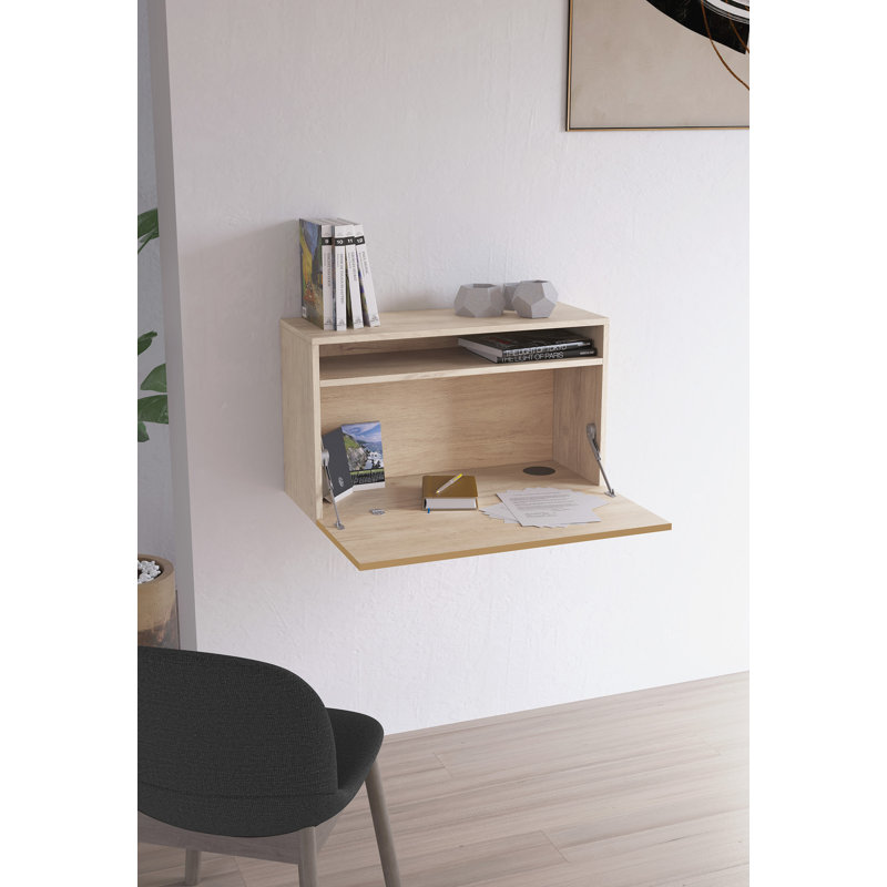 Fryman Floating Desk, Light Oak Mustard