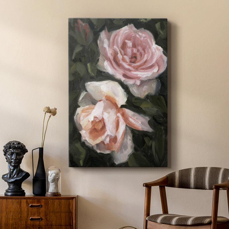Roses Peachy II - galerie Cavas sur mesure, H 48 po x l 32 po