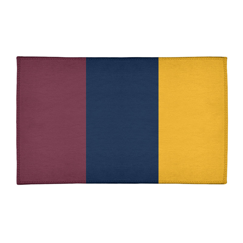 Tapis à rayures/bleu marine/couleur dorée, Rectangle 2 pi x 3 pi