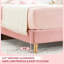 Soft Upholstered Platform Bed Frame with Wave Headboard for Girls - Crystal Diamond Tufted - Strong Wood Slat Support - No Box Spring Needed - Easy Assembly - Twin Size - Pink-1054772568