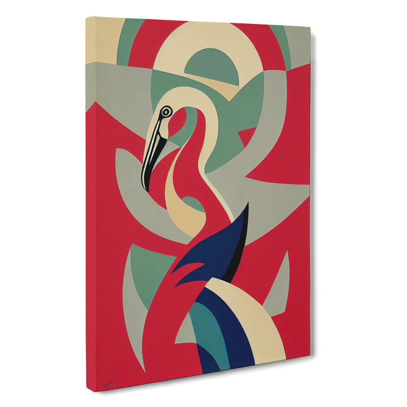 Flamingo In Abstract No.5 - Wrapped Canvas, 50cm H x 35cm W x 3cm D