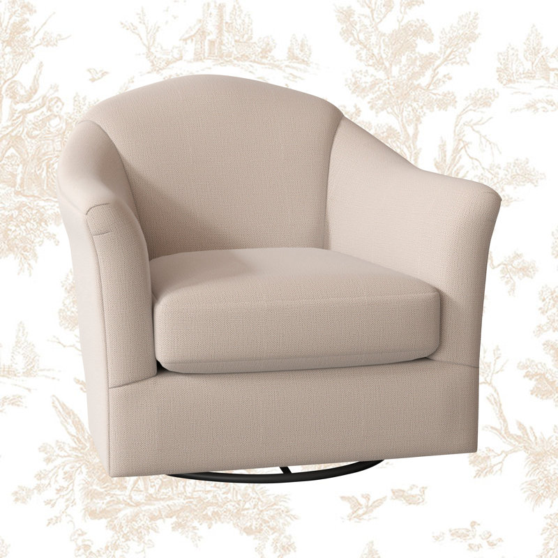 Fauteuil demi-tonneau pivotant de 36,5 po Darby, Tissu performance beige défense