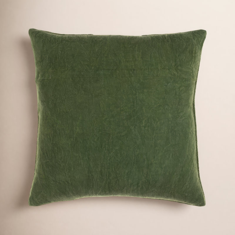 Dunbar Striped Cotton Pillow Cover, 18" x 18", Dark Green
