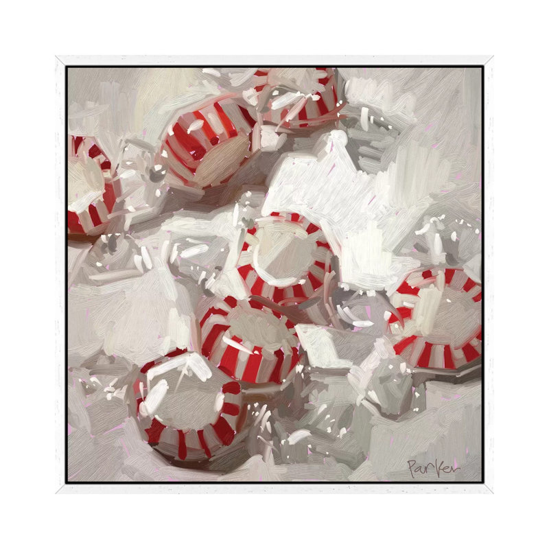 Peppermint Party by Teddi Parker - Painting on Canvas, White Floater Framed, 93.98cm H x 93.98cm W x 3.81cm D