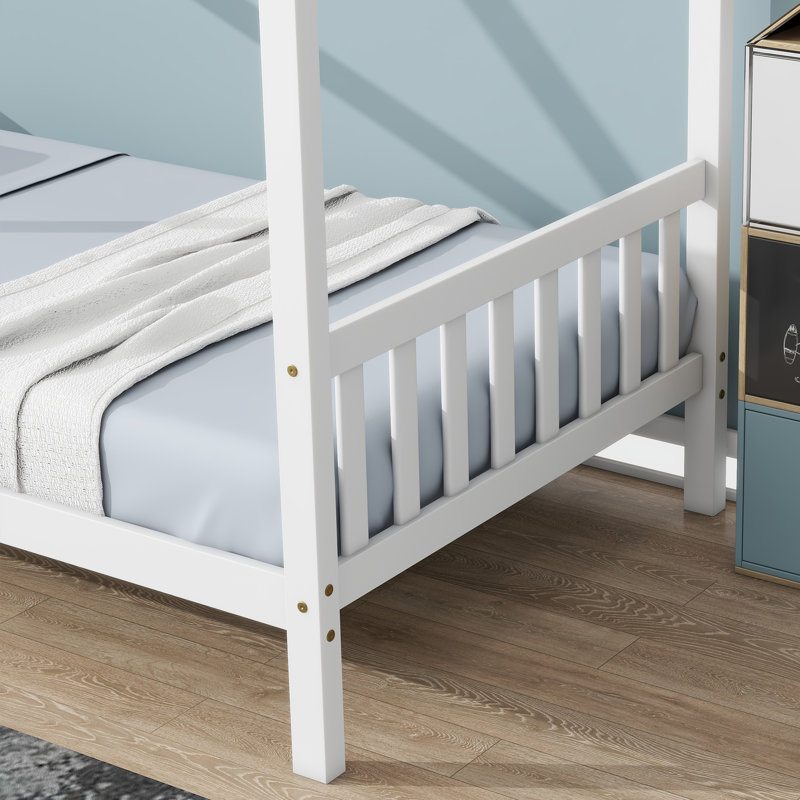 Lit moderne simple en bois d'hévéa, conception compacte pour maison familiale