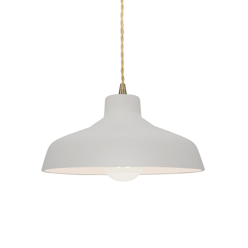 Luminaire suspendu en forme de dôme à 1 lumière Fallon, Bisque, H 5,75 po x l 11,5 po x P 11,5 po, Laiton antique