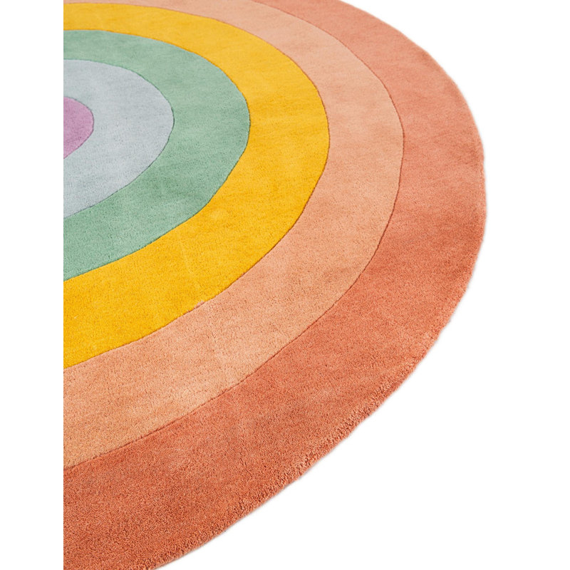 Tapis unique en laine pour enfants, Demi-cercle 3 pi 7 po x 6 pi 3 po