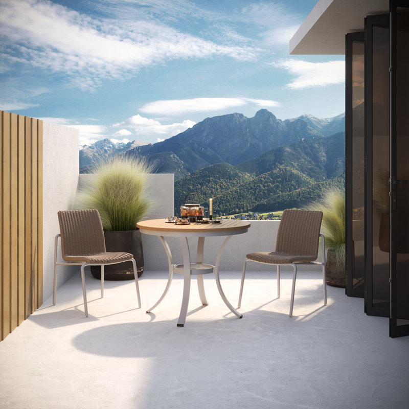 Stacking Patio Dining Side Chair, Sand, Flint