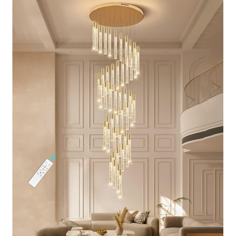 Lustre en cristal, Doré, 48, H 236 po x l 31,5 po x P 31,5 po