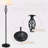 HOMCOM 3 Piece Table Floor Lamp Set With Metal Pole, Round Base, And Fabric Lampshade, For Living Room, Black/White