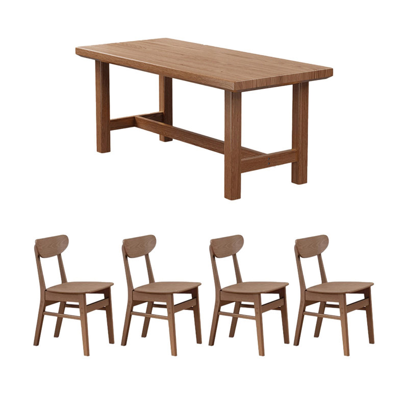 Solid wood solid large table set, 29.52"H x 55.11"L x 33.46"W, Dark Brown