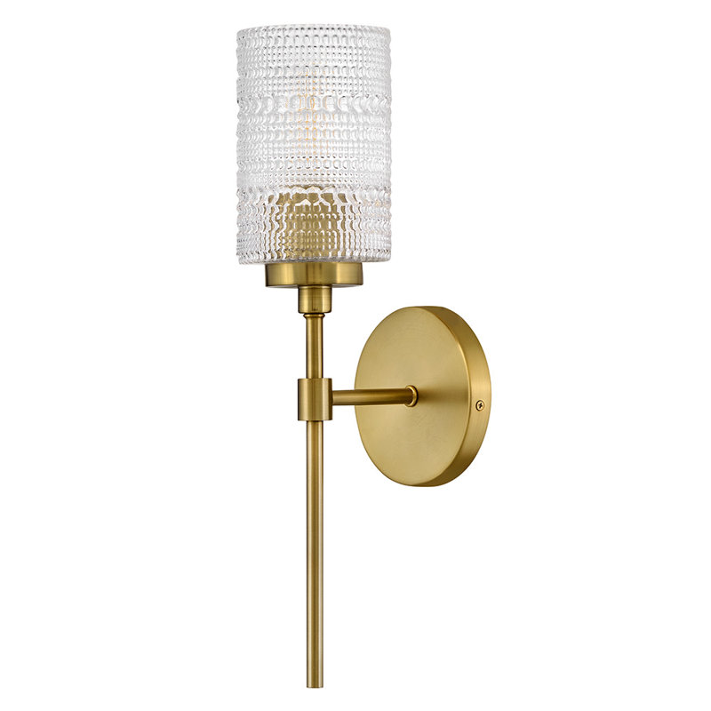 Witt Single Light Bath Vanity Wall Sconce with Clear Hobnail Glass, Bronze