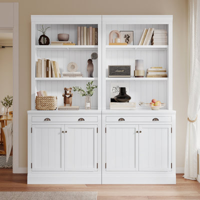 83.4"Tall Bookshelf Suite, Modern Bookcase Suite With LED Lighting,2-Piece Set Storage Bookcase Pantry Cabinet