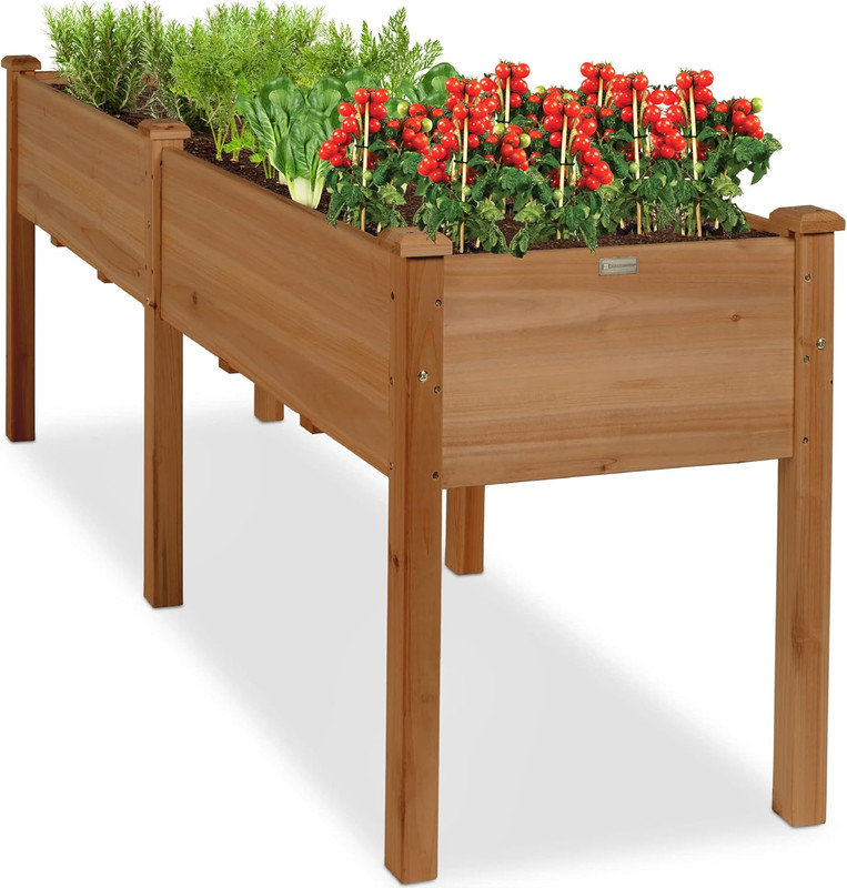 Lit de jardin surélevé surélevé avec pattes 72 po x 24 po x 30 po avec rebord surélevé et pieds HPS, Brun