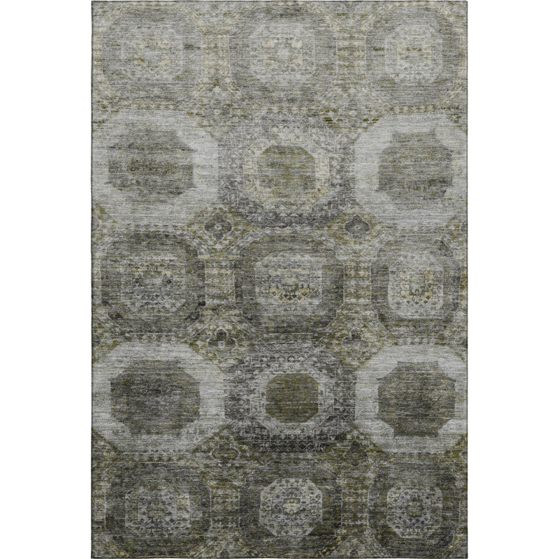 Premium Machine Washable Ralston AMF1944 Panels Rug, Rectangle 10' x 14'