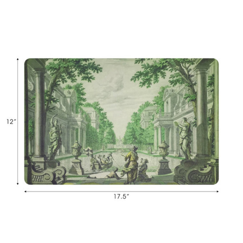 Dimanche a Paris Vegan Leather Rectangle Pebble Placemat, Green