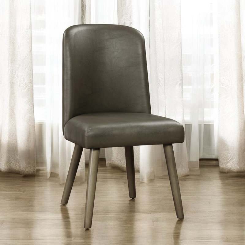 Paire de chaises d'appoint grises - Revêtement en cuir synthétique, solide, capacité de 220 lb, hauteur de 39 po, sans accoudoirs en chêne, poids