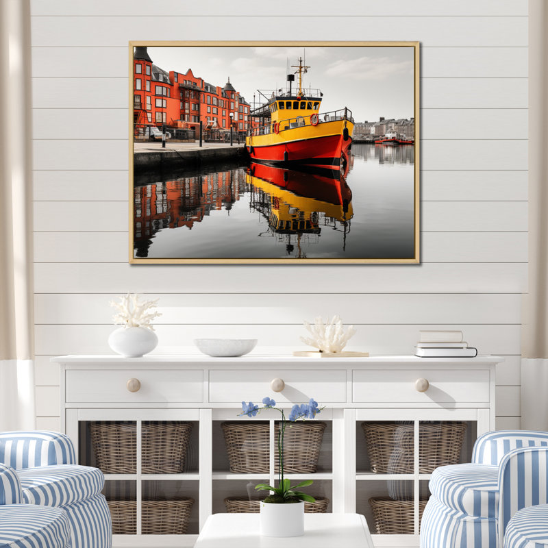Port Quayside Contrast I sur toile, H 30 po x l 40 po, Cadre naturel flottant