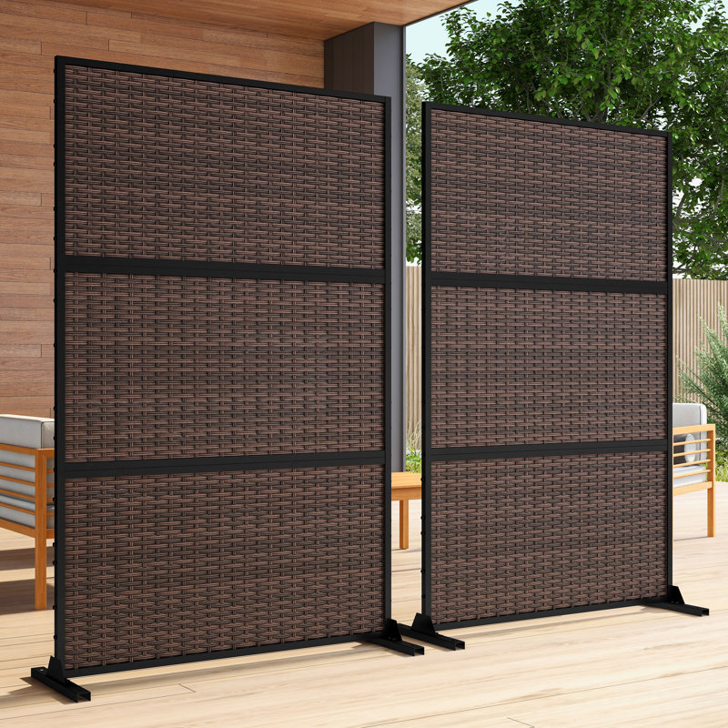 Panneau tissé de clôture 72 po x l 47,75 po avec motif d'intimité (ensemble de deux), Brun