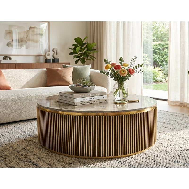 Brass Coffee Table with fine Italian Marble top