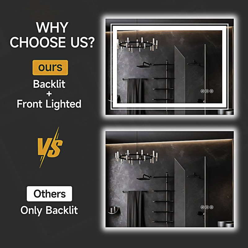 Inch Frameless LED Bathroom Mirror,Smart Mirror, 28.03" x 20.03"