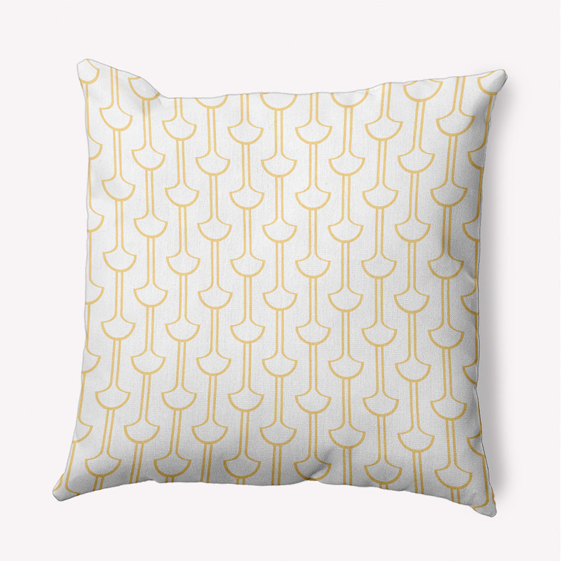 Coussin Modern Ginko, H 16 po x l 16 po, Carré, Jaune doré