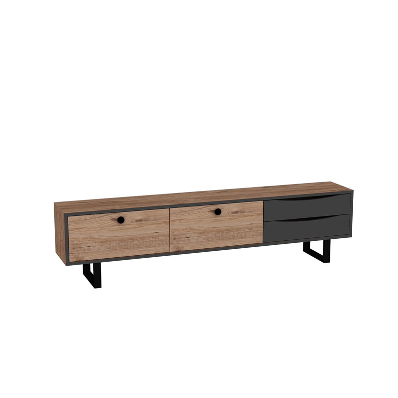 Makenlie TV Stand for TVs up to 75", Atlantic Pine/Anthracite