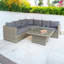 WENTWORTH Corner Lounging Set (1 x LH & RH Sofa Bench, 1 x Std Corner Seat & 1 x Adjustable Height Table 100 x 100cm (68cm - Dining / 50cm - Coffee) inc Cushions)