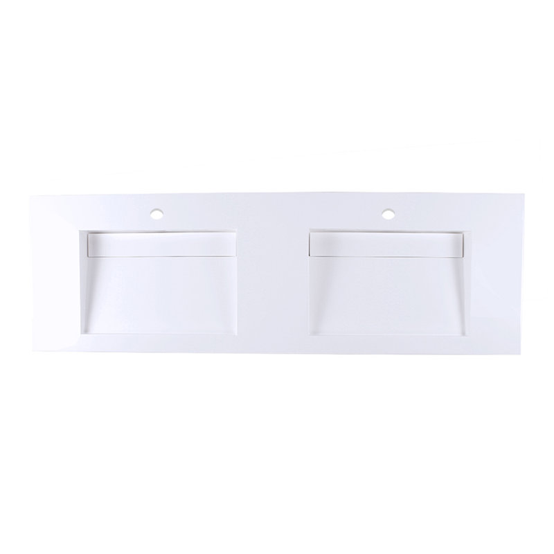 Libera 56'' L Bathroom Sink, Gloss White, 3 Hole - 8" Centers