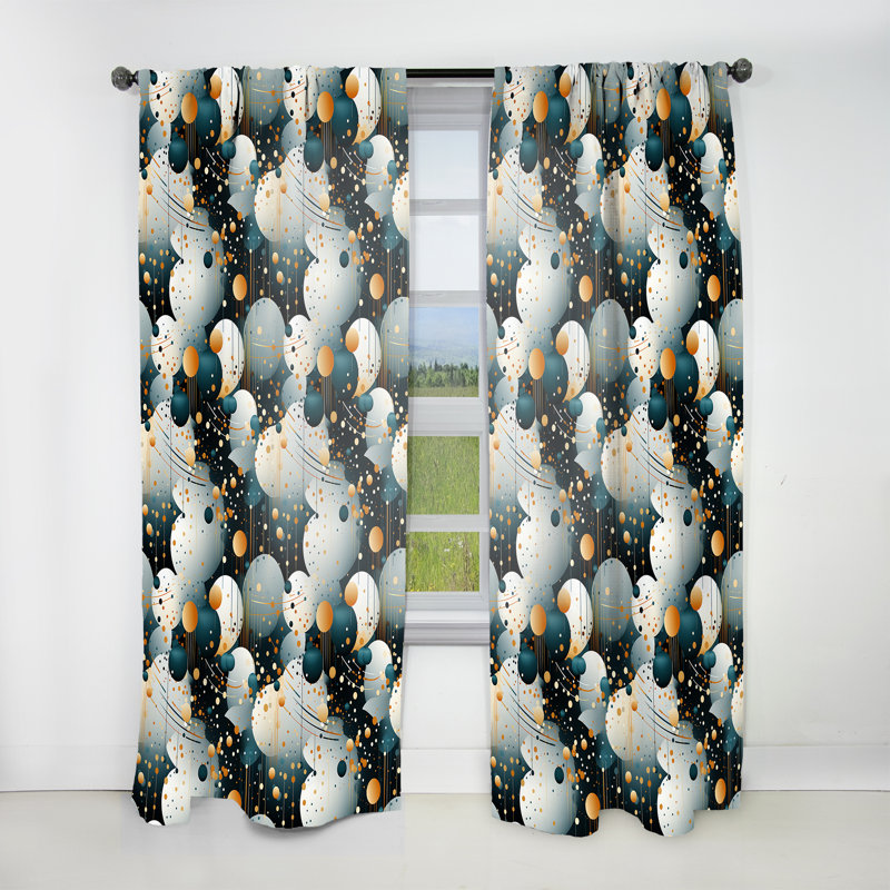 Motif à pois Art Deco Glamour - rideau abstrait - rideau obscurcissant en velours - 1 panneau, L 52 po x L 63 po