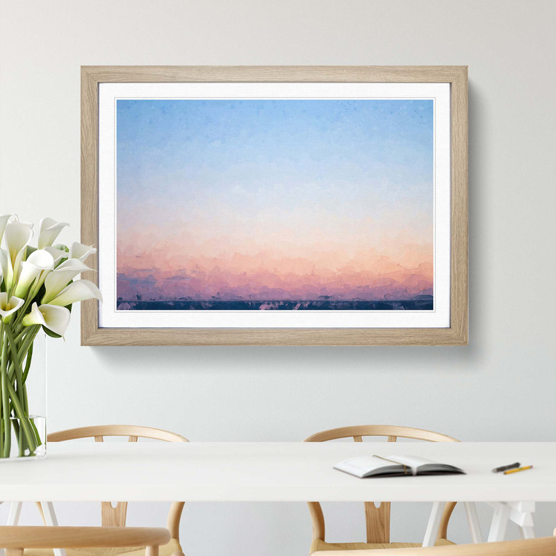 Pink Horizon in Abstract - Picture Frame Graphic Art Print, Oak, 60cm H x 91cm W x 2cm D