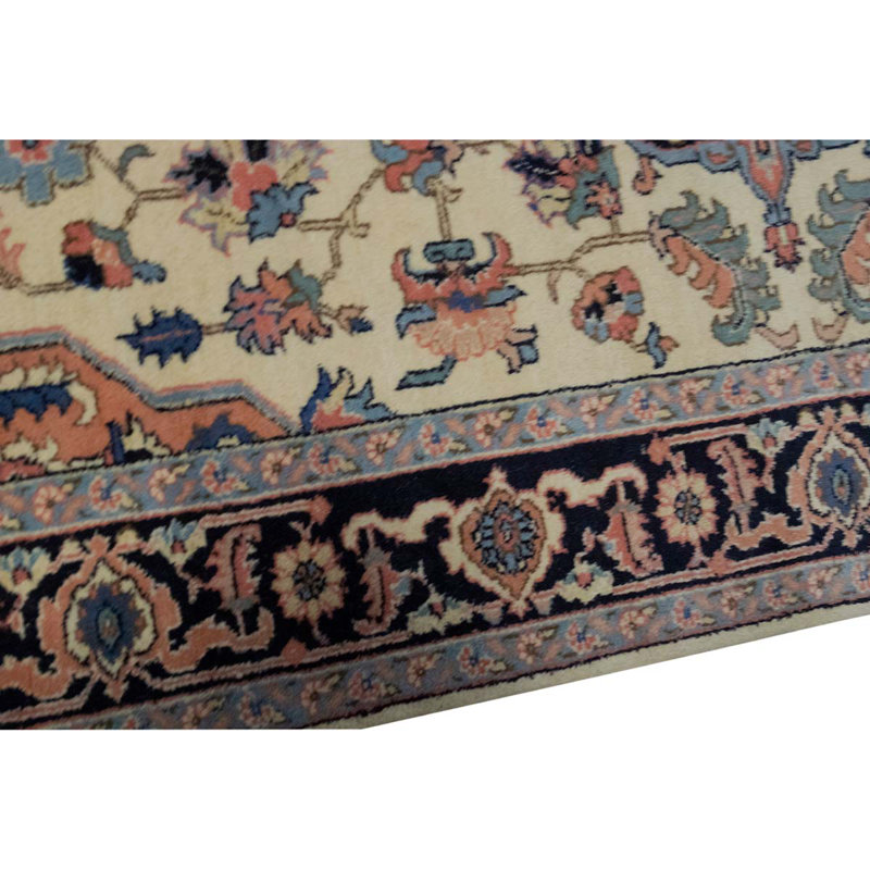 Tapis de couloir unique en laine noué à la main vert clair / bleu / noir 5 pi 1 po x 11 pi 8 po