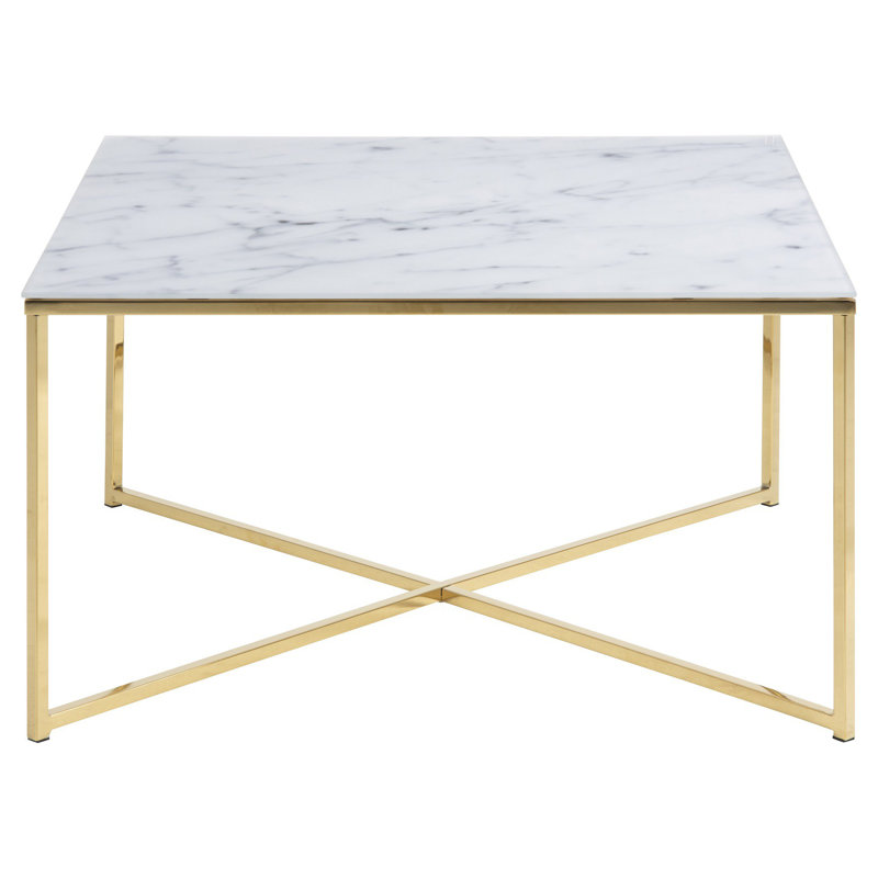 Bonilla Frame Coffee Table, 40cm H x 34cm L x 34cm D, Brown Top, Gold