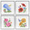 «Brushstroke Florals & Butterflies», ensemble de 4 impressions encadrées sous verre, design par Paul Brent