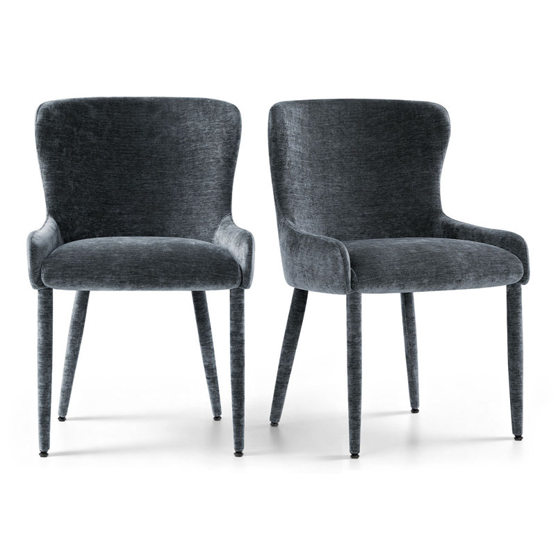 Chaise rembourrée avec accoudoirs encastrés Modern Luxury Chenille, Gris