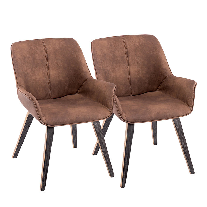 Abubakkar 17'' H Faux Leather Upholstered Armchair, Black Oak, Brown