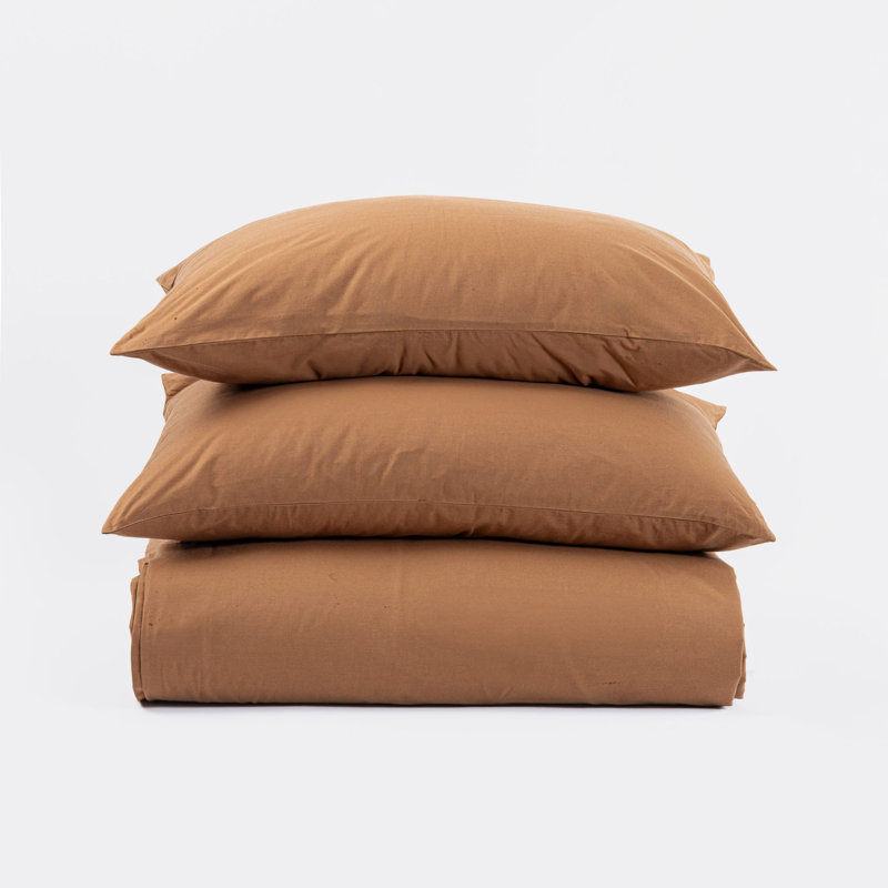 Housse de couette SENSA, CHAMBRAY, ensemble, Housse de couette très grand et 2 taies, Brun