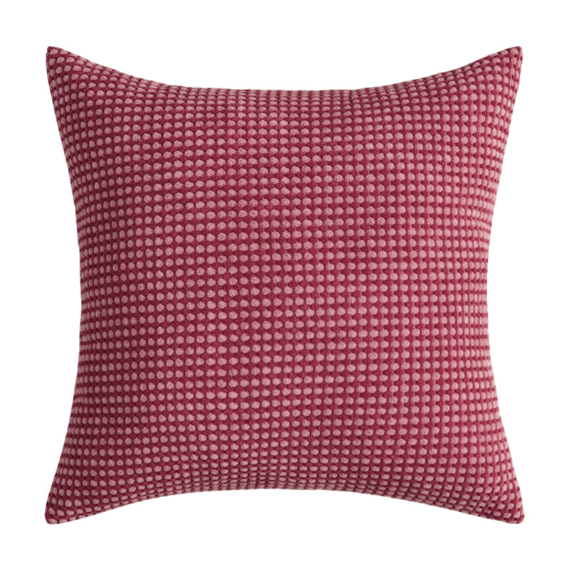 Coussin en velours côtelé deux tons, Vin rouge, 18"H x 18"W, Polyester