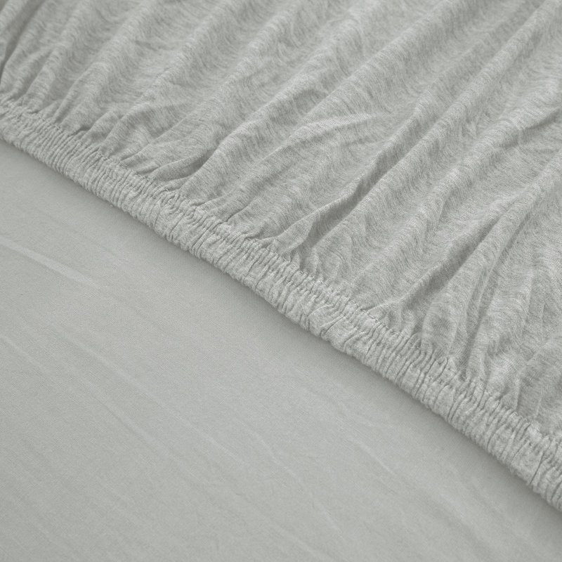 Jersey Knit Fitted Sheet, Silver, Kingsize (5')