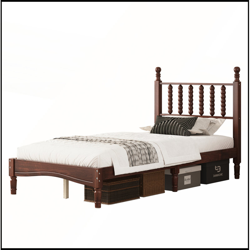 Lit plateforme simple en bois avec tête de lit en forme de gourde