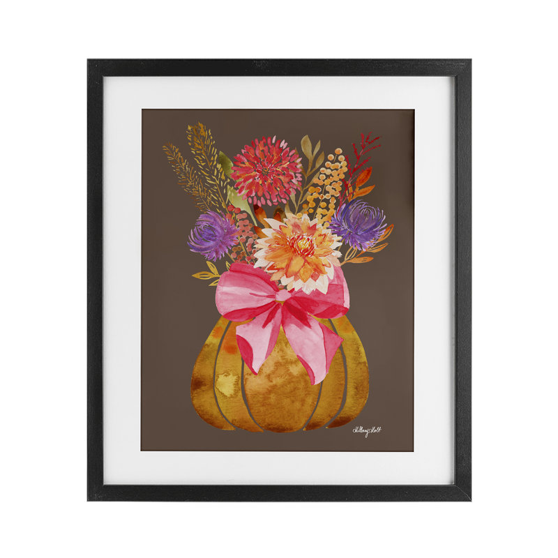 «Rustic Chic Pumpkin Florals», reproduction encadrée sous verre, conception de Hillary Holt, H 16 po x l 13 po