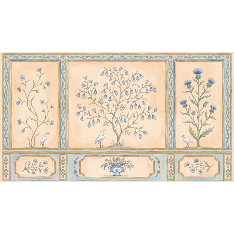 Décoration murale amovible en forme de panneau de botanique, 140 po x 108 po, Texturé non collé