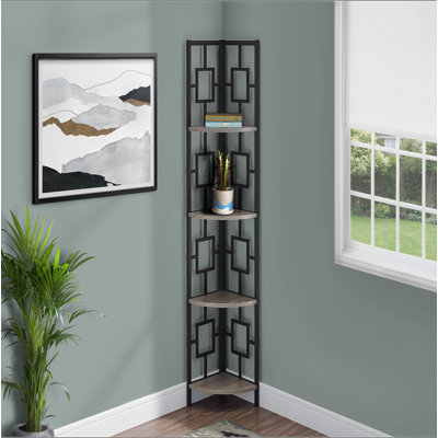 Bibliothèque, bibliothèque, étagère, d'angle, 4 niveaux, H 62 po, bureau, chambre à coucher