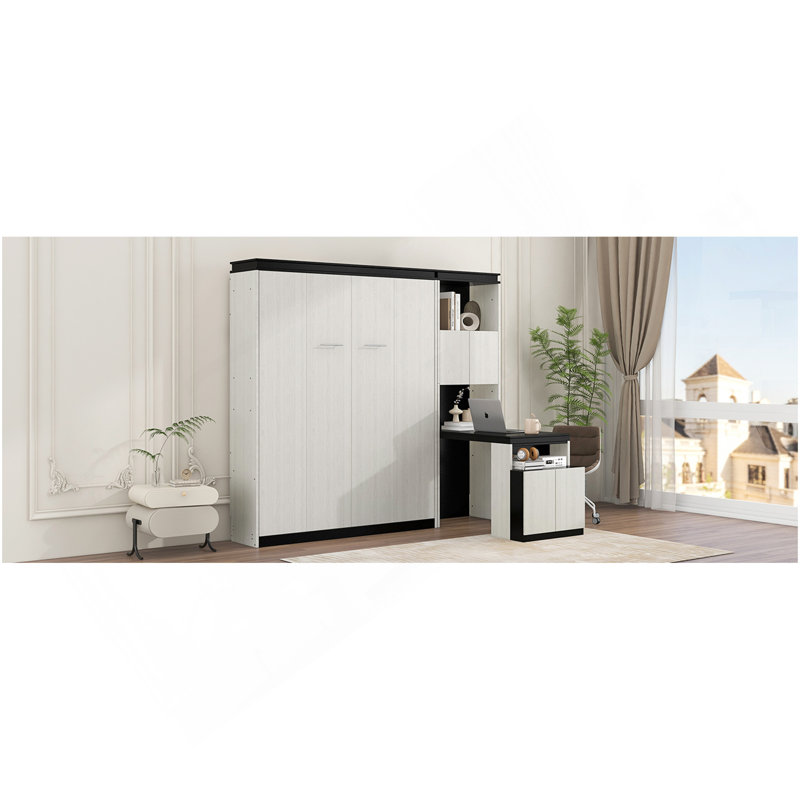 Lit moderne noir et blanc avec options de rangement pour bureau à domicile et espace de vie noir et blanc