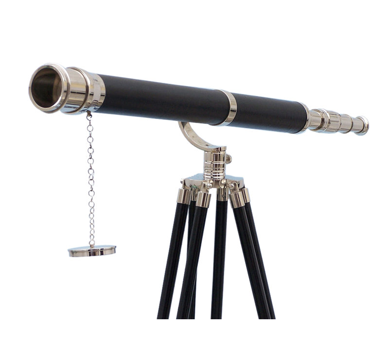 Entertainment Decorative Telescope, Chrome/Leather