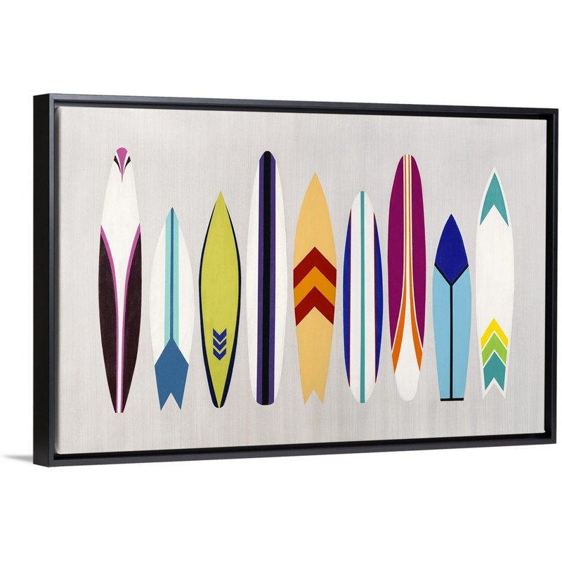 « surf on through », impression sur toile, H 13,7 po x l 19,7 po x p 1,75 po, Cadre flottant noir