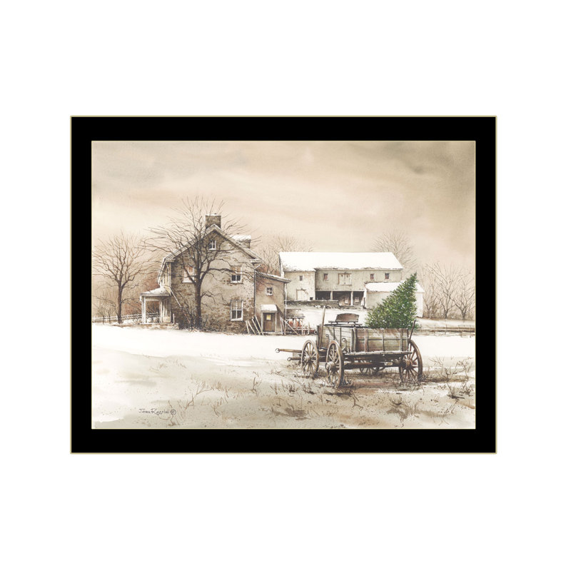«Bringing Home The Tree», art mural pour le salon, décoration murale par John Rossini, Noir