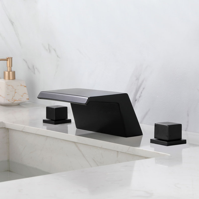 Robinet de salle de bain à large entraxe, Noir mat